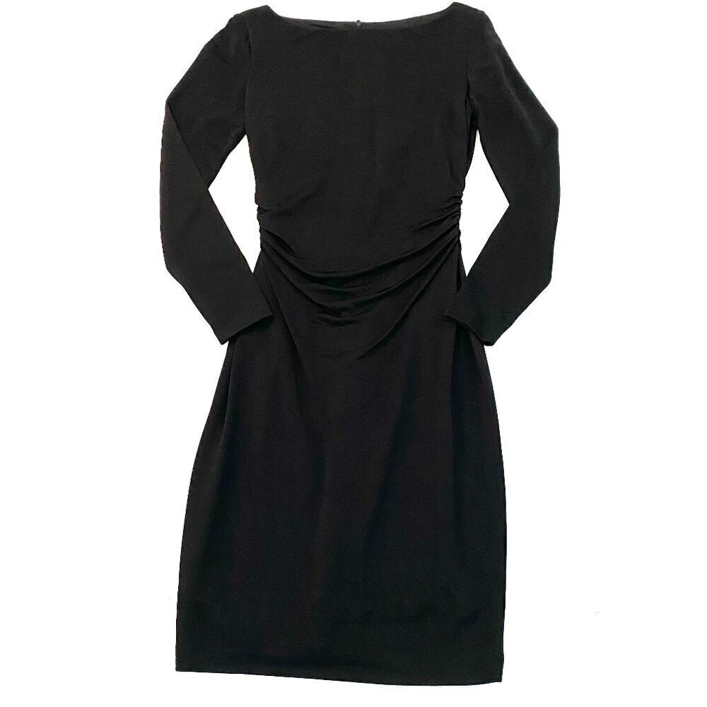 David Meister black dress Womens 4 ruching LBD classic quiet luxury stretch - Picture 1 of 9